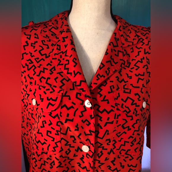 Vintage Chaus Short Sleeve Art Deco Blouse Size L - Picture 11 of 16